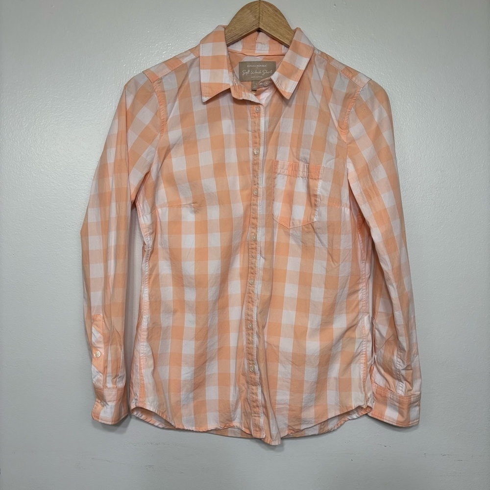Banana Republic Women’s Gingham Plaid Soft Wash Button Down Shirt Size S